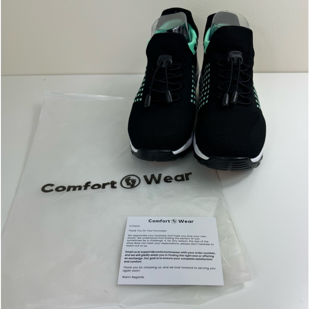 Women's Black and Green Athletic Shoes